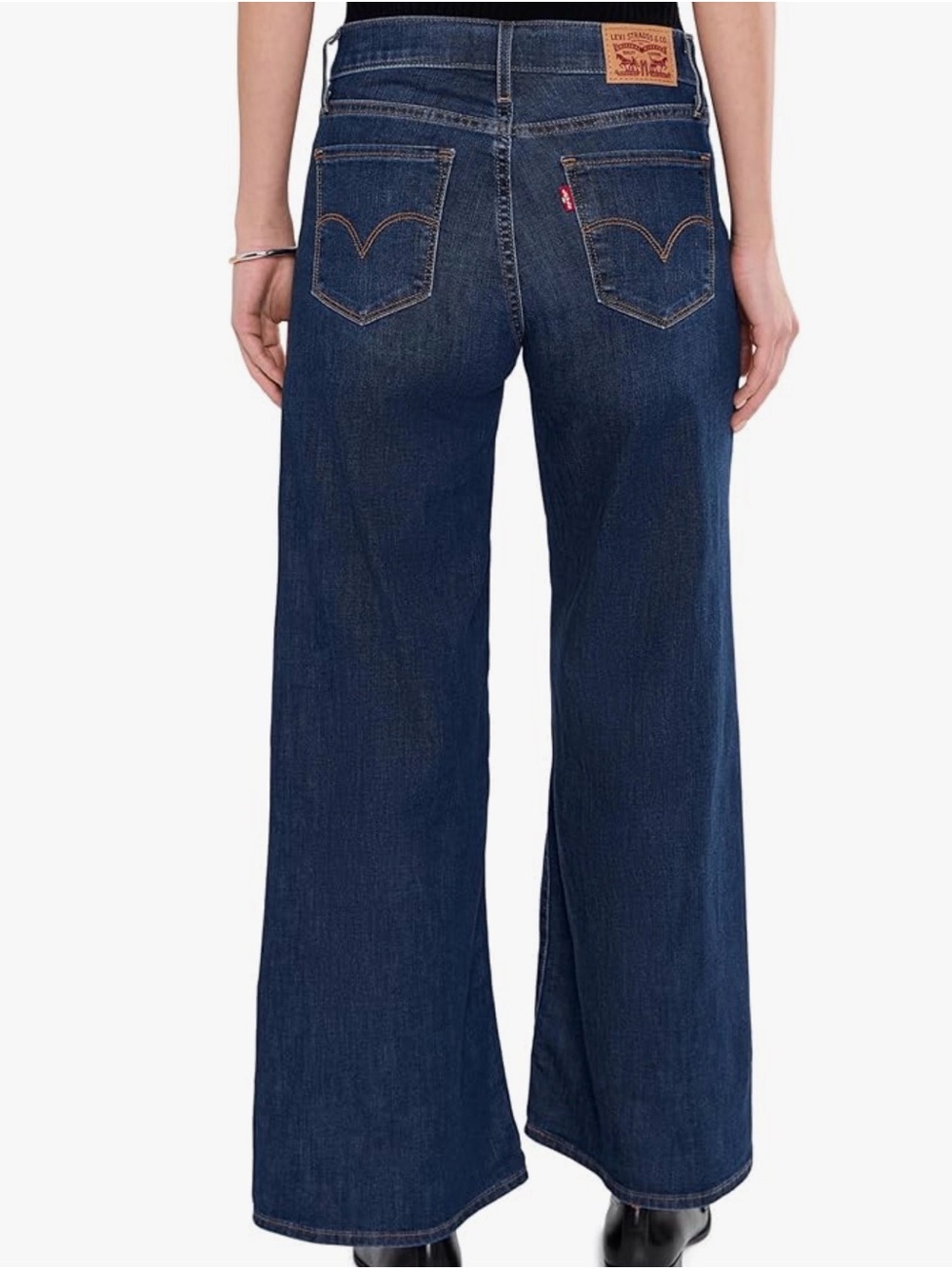 Levi's 318 Wide Leg Shaping Jeans in Dark Indigo Wash - Trendy Fashion size 29